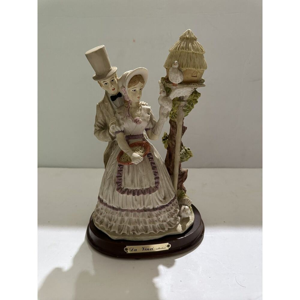 DaVinci Collection Victorian Couple Man & Woman W/ Bird House Figurine Statue